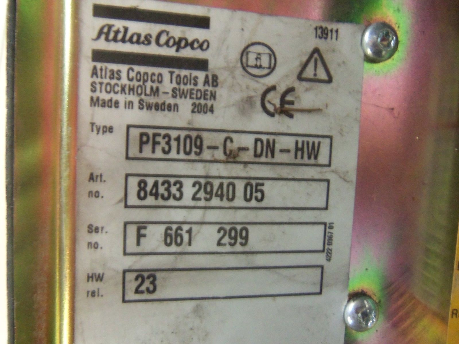 ATLAS COPCO TENSOR 8-9 PF3109-C-DN-HW TORQUE CONTROLLER UNMP