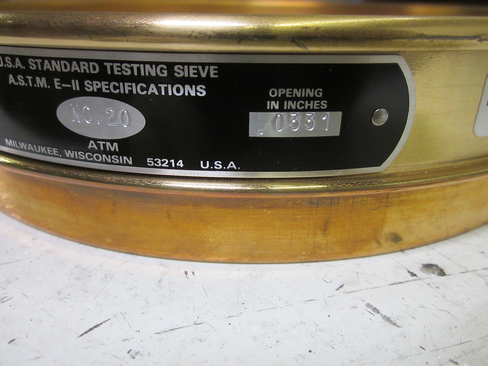 ATM CORP. 20BB8H SIZE 8" DIAMETER BRASS MESH NSMP