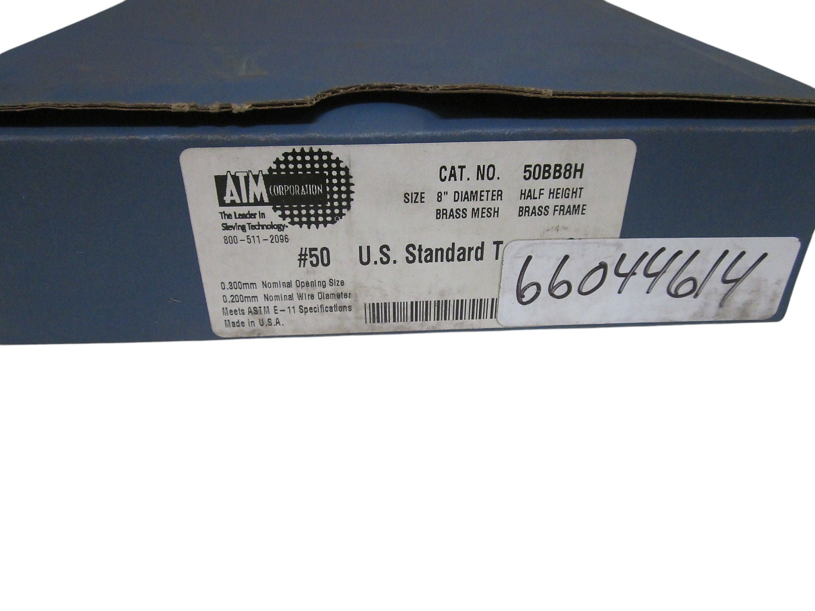 ATM CORP. 50BB8H STANDARD TESTING SIEVE 8" NSMP