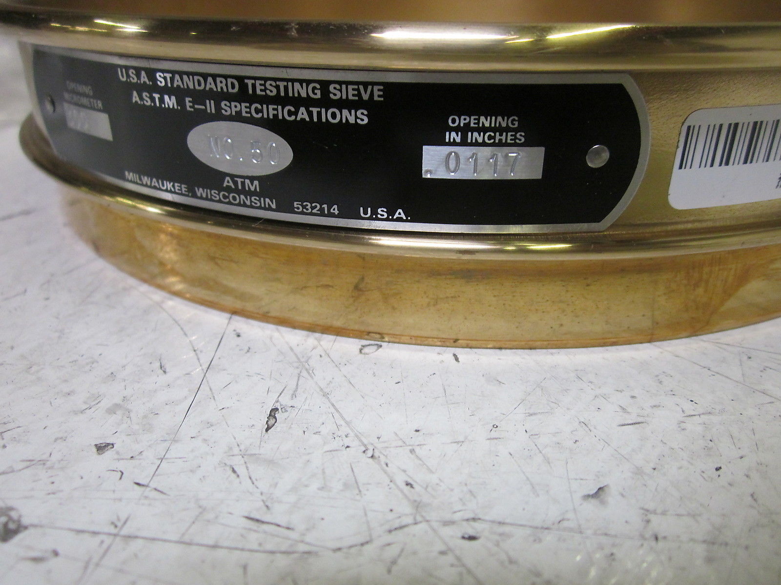 ATM CORP. 50BB8H STANDARD TESTING SIEVE 8" NSMP