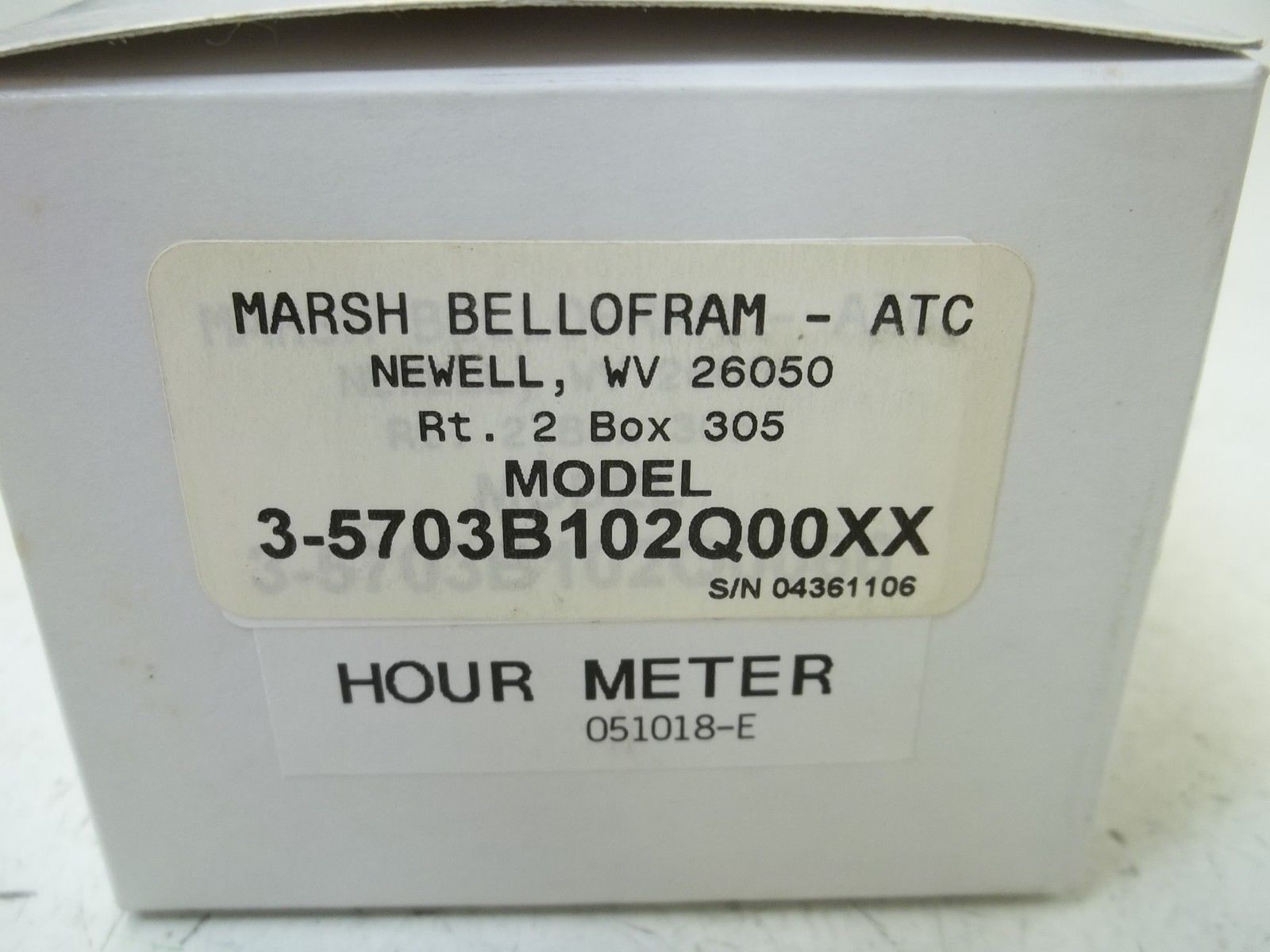 AUTOMATIC TIMING & CONTROLS CO. 3-5703B102Q00XX HOUR METER NSMP