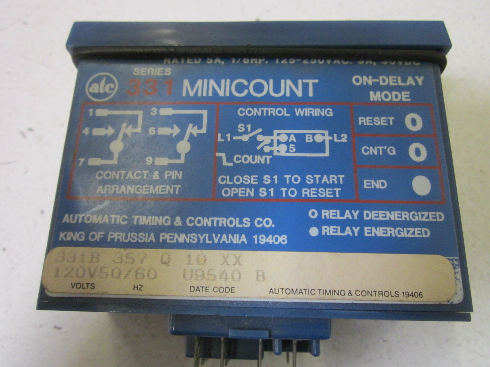 AUTOMATIC TIMING & CONTROLS CO. 331B357Q10XX UNMP