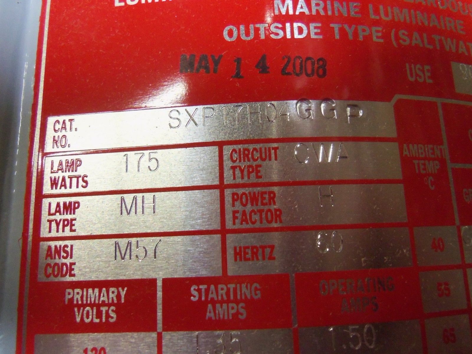 AZZ SXP17H04GGP LIGHT FIXTURE NSMP