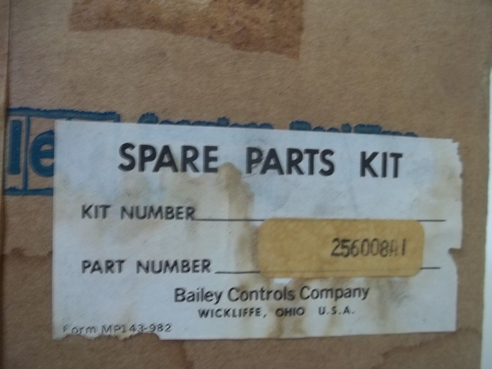 BAILEY 256008H1 SPARE PARTS KIT *NEW IN BOX*
