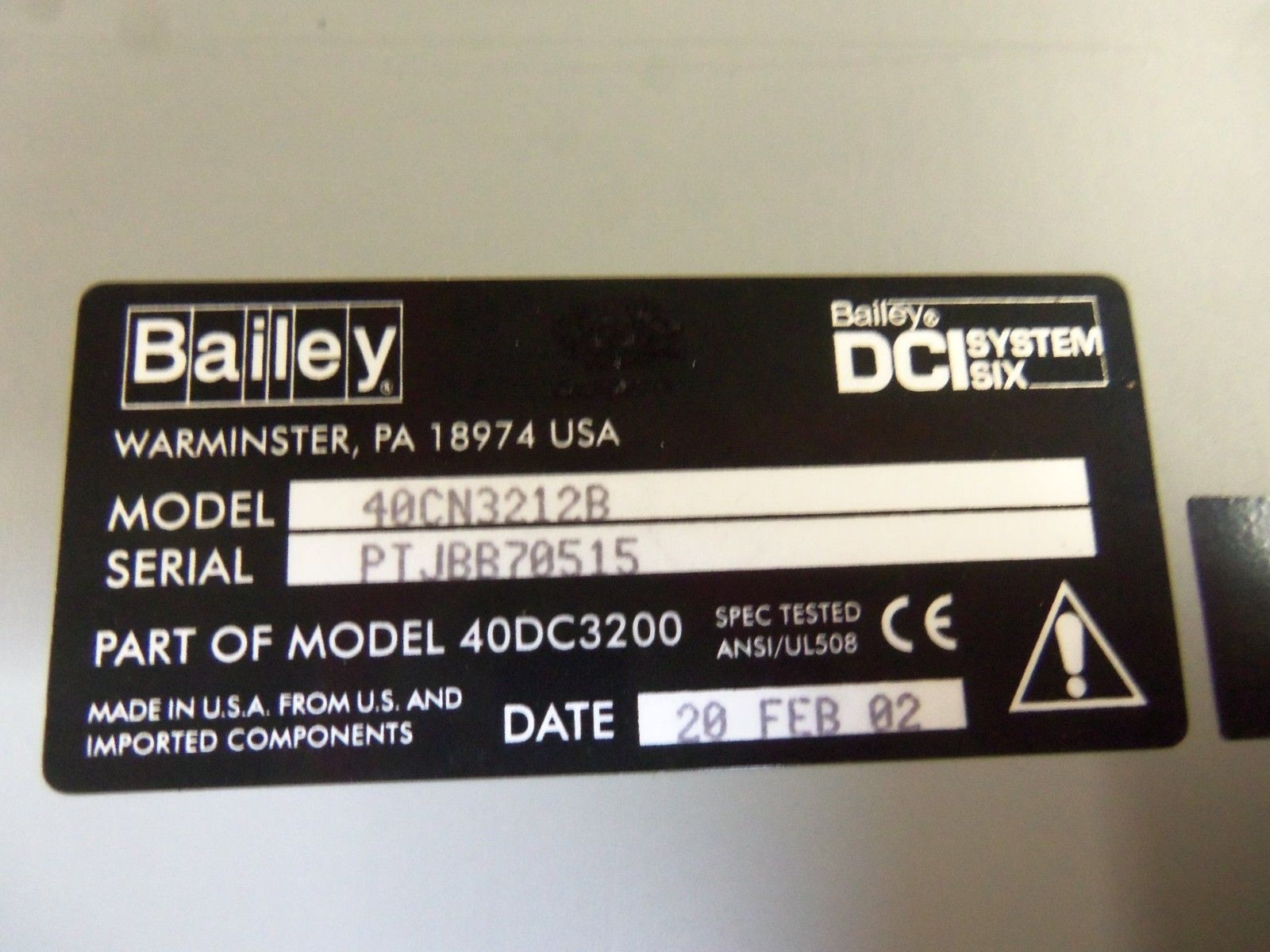 BAILEY 40CN3212B UNMP