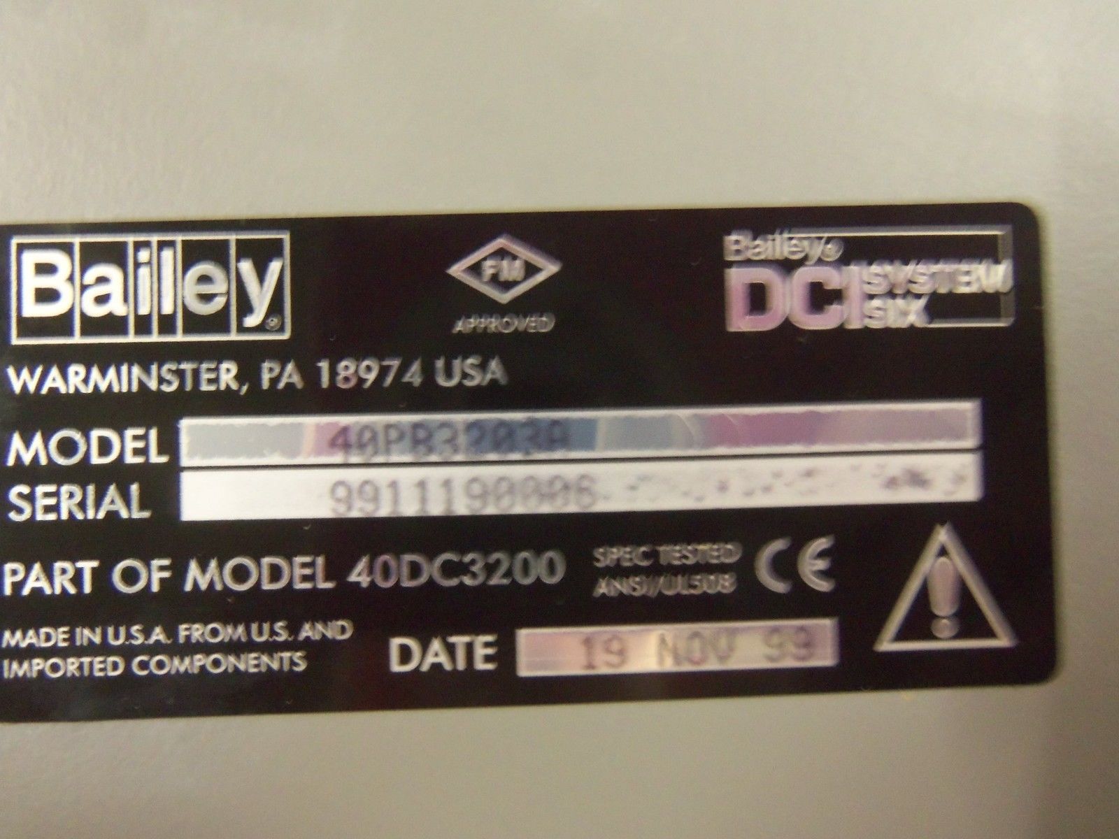 BAILEY 40PB3203A UNMP
