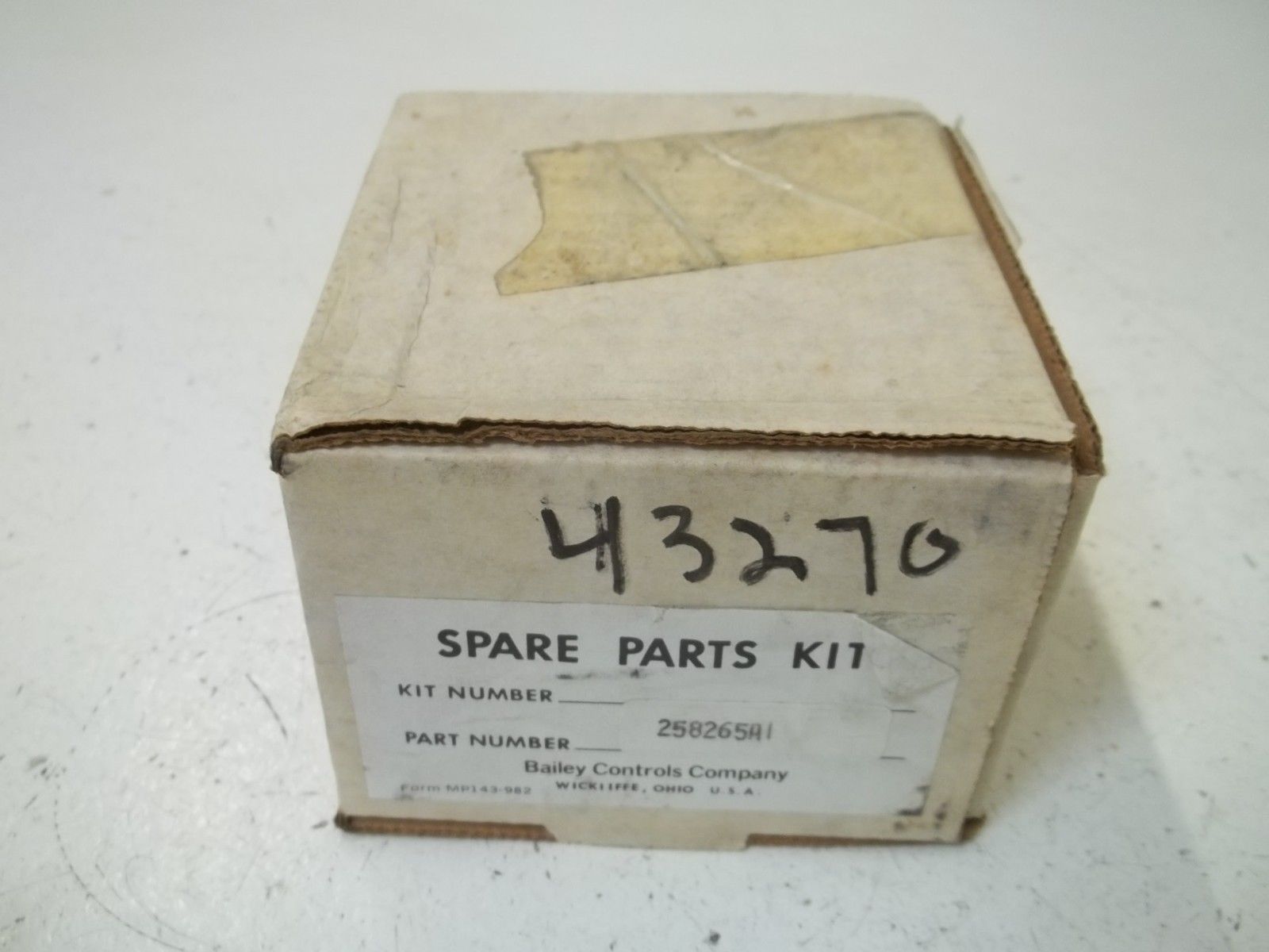 BAILEY CONTROLS COMPANY 258265A1 SPARE PARTS KIT *NEW IN BOX*