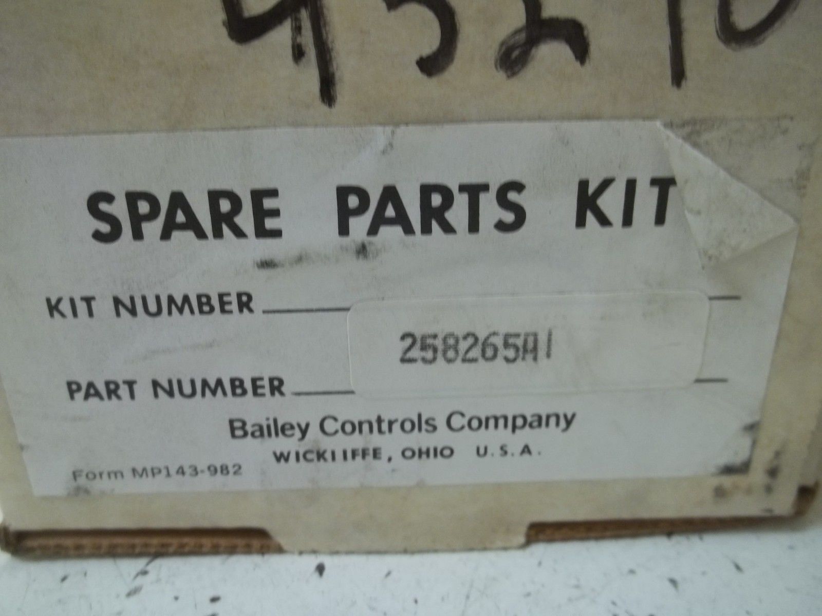 BAILEY CONTROLS COMPANY 258265A1 SPARE PARTS KIT *NEW IN BOX*