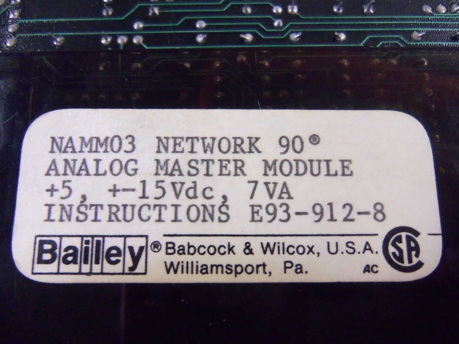 BAILEY NAMM03 MASTER MODULE ANALOG NSMP