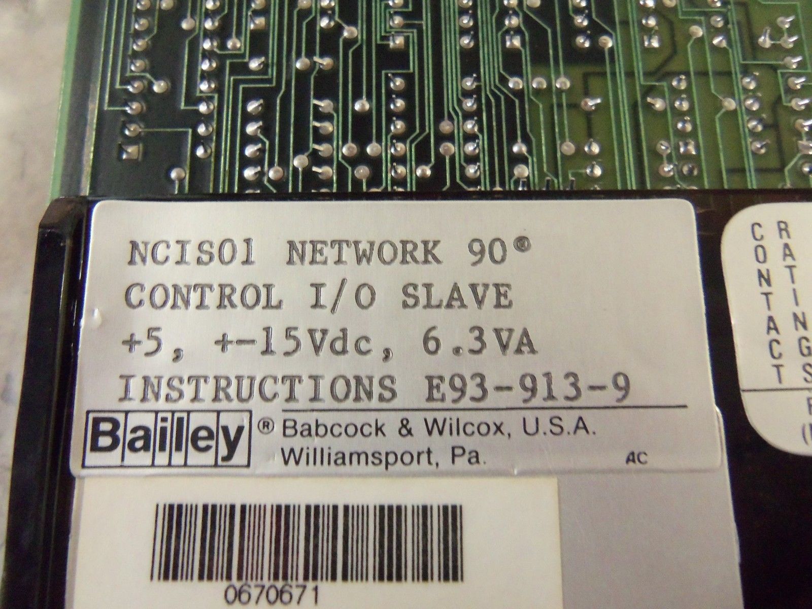 BAILEY NCIS01 CONTROL I/O SLAVE MODULE NSMP