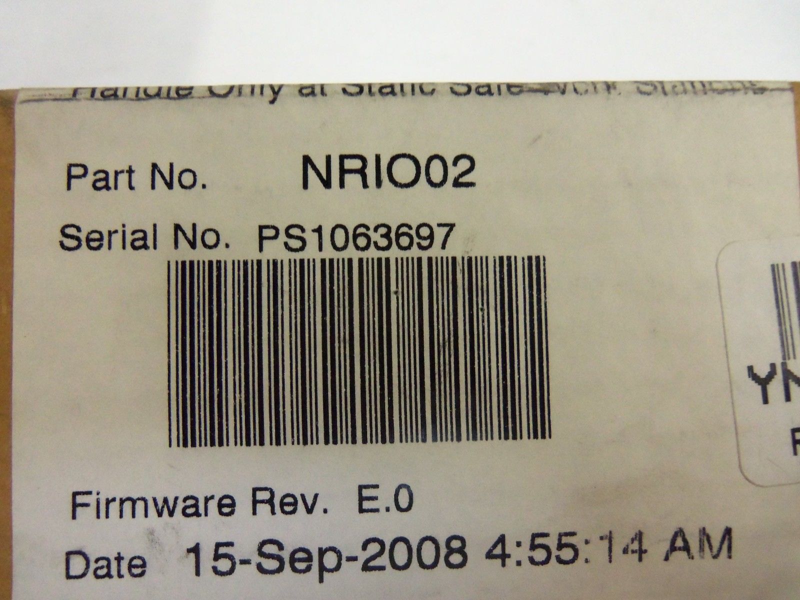 BAILEY NRIO02 REMOTE I/O SEAL DATE 9-15-08 SEALED