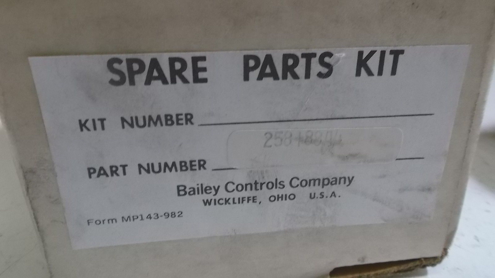 BAILY CONTROLS 258188A4 UNMP