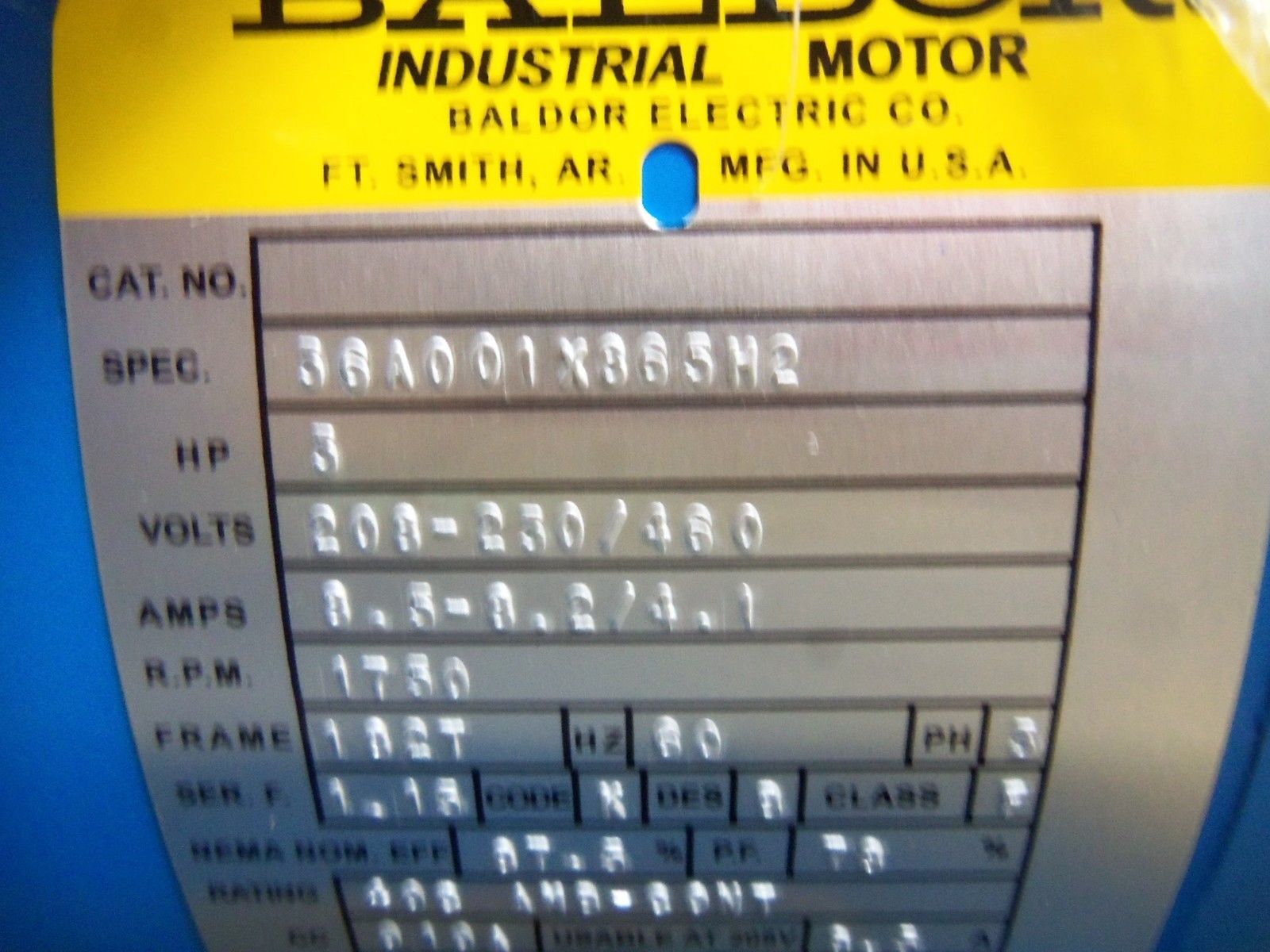 BALDOR Y6398A MOTOR NSMP