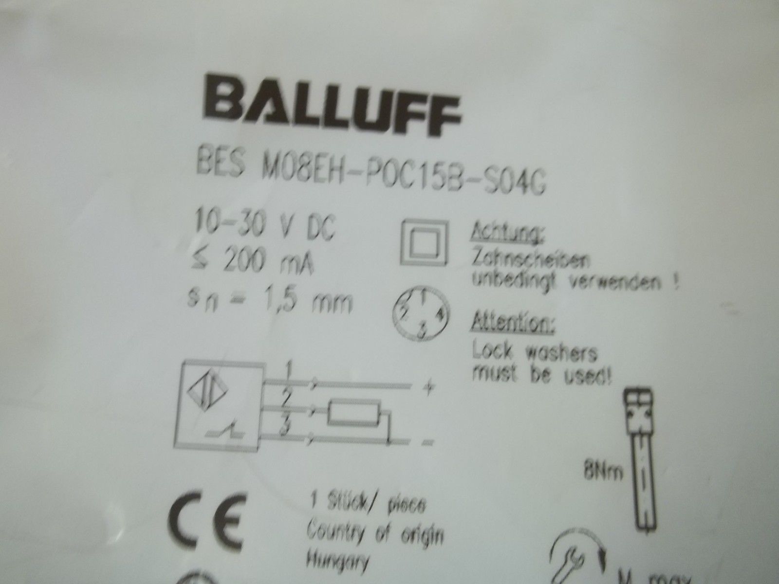 BALLUFF BESM08EH-P0C15B-S04G PROXIMITY SENSOR NSMP