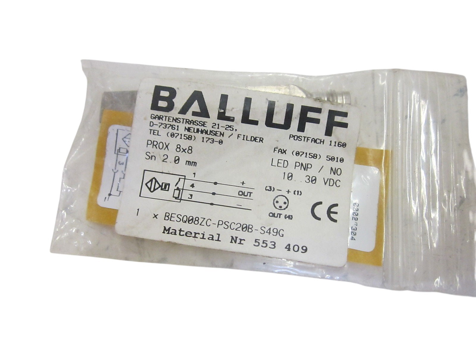 BALLUFF BES Q08ZC-PSC20B-S49G INDUCTIVE SENSOR 10-30VDC NSMP