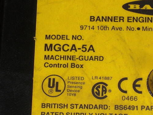 BANNER ENGINEERING MACHINE-GUARD CONTROL BOX MGCA-5A UNMP