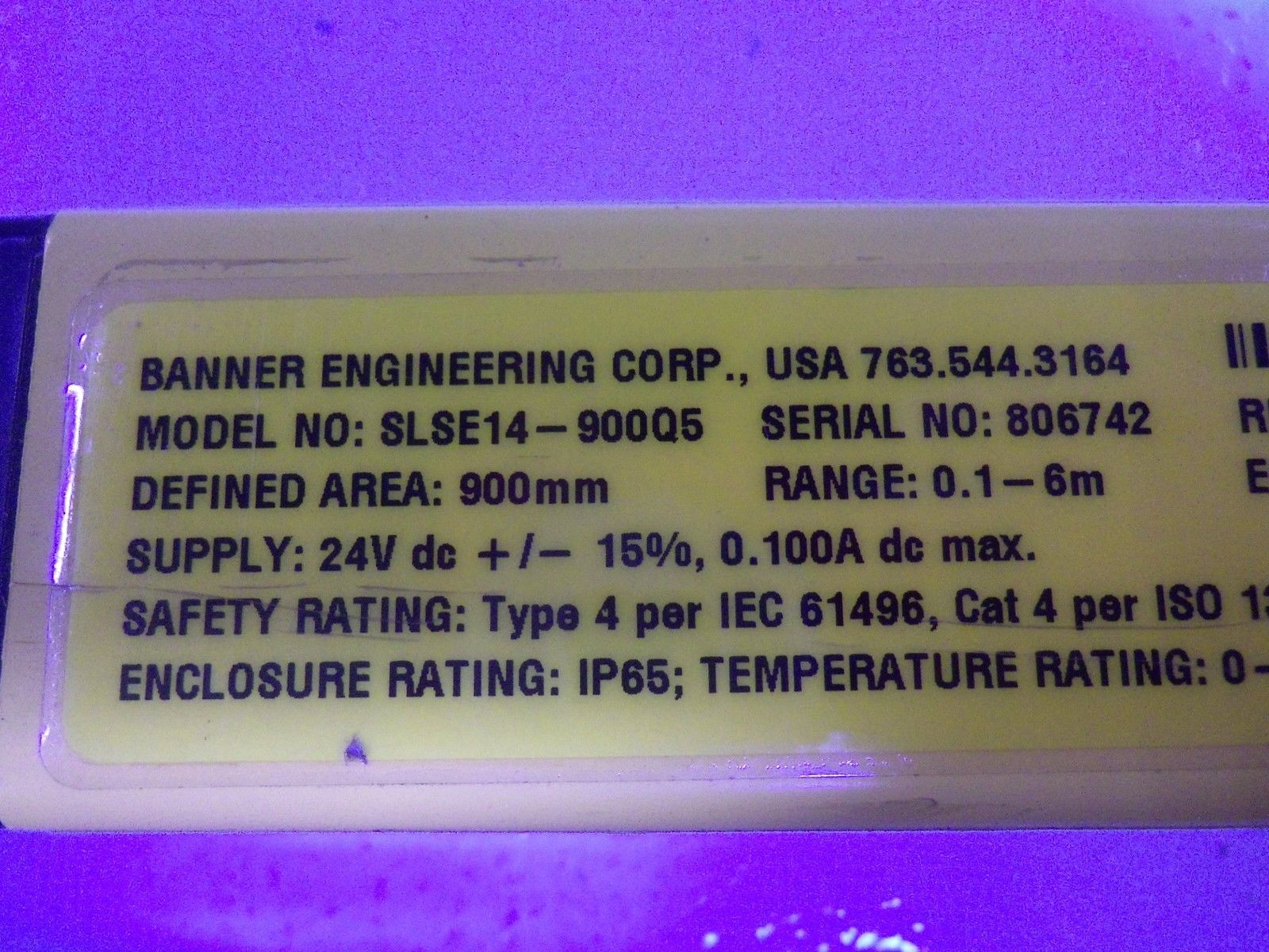 BANNER ENGINEERING EZ-SCREEN SLSE14-900Q5 EMITTER (MISSING ACCESSORIES) NSNP