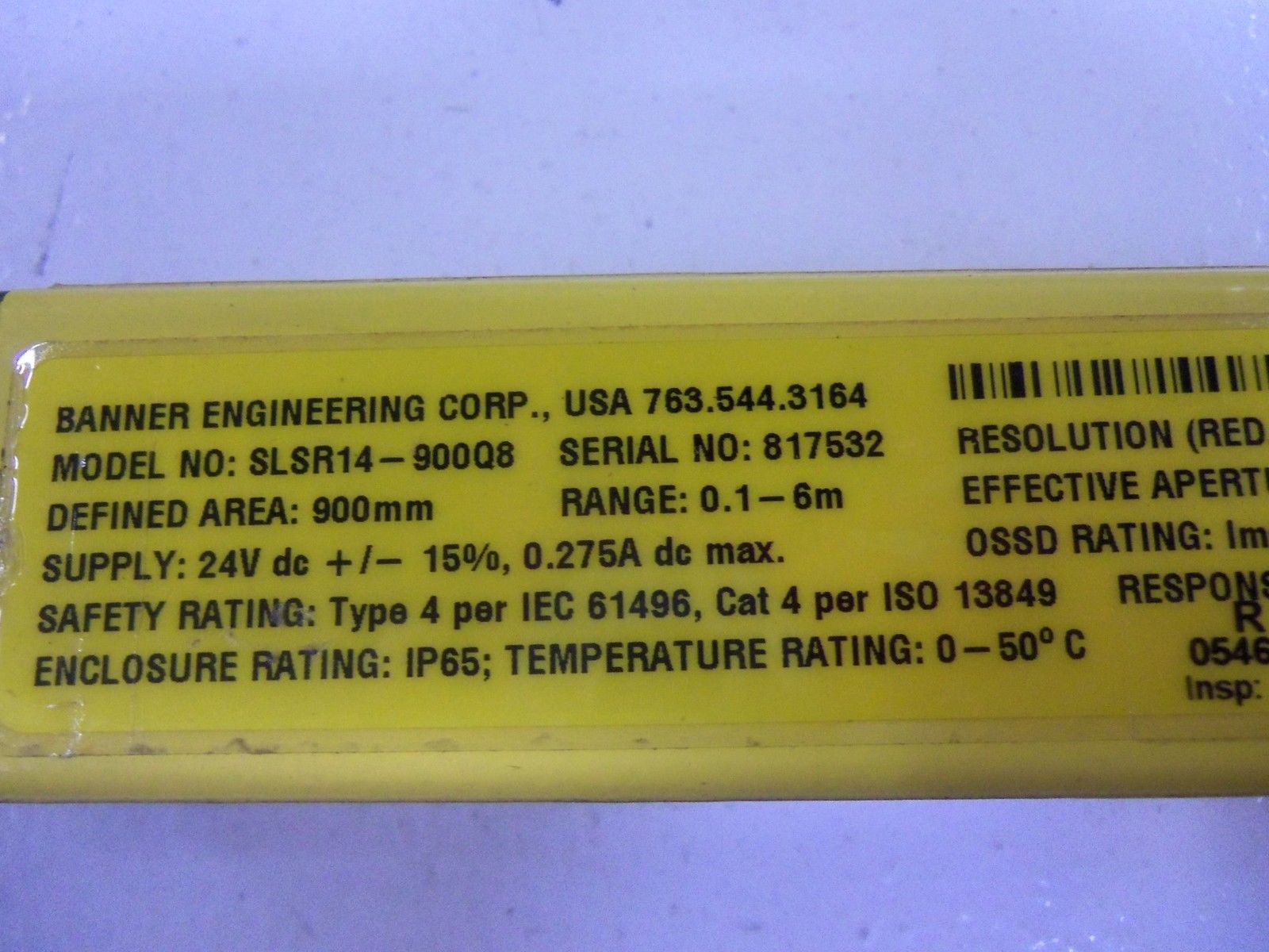 BANNER ENGINEERING SLSR14-900Q8 (MISSING ACCESSORIES)  NSNP