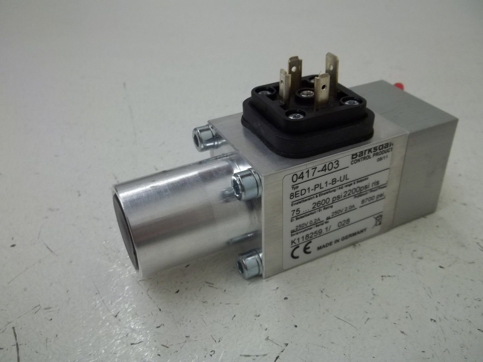 BARKDALE 8ED1-PL1-B-UL 0417-403 250V 2.0A 8700PSI NSMP