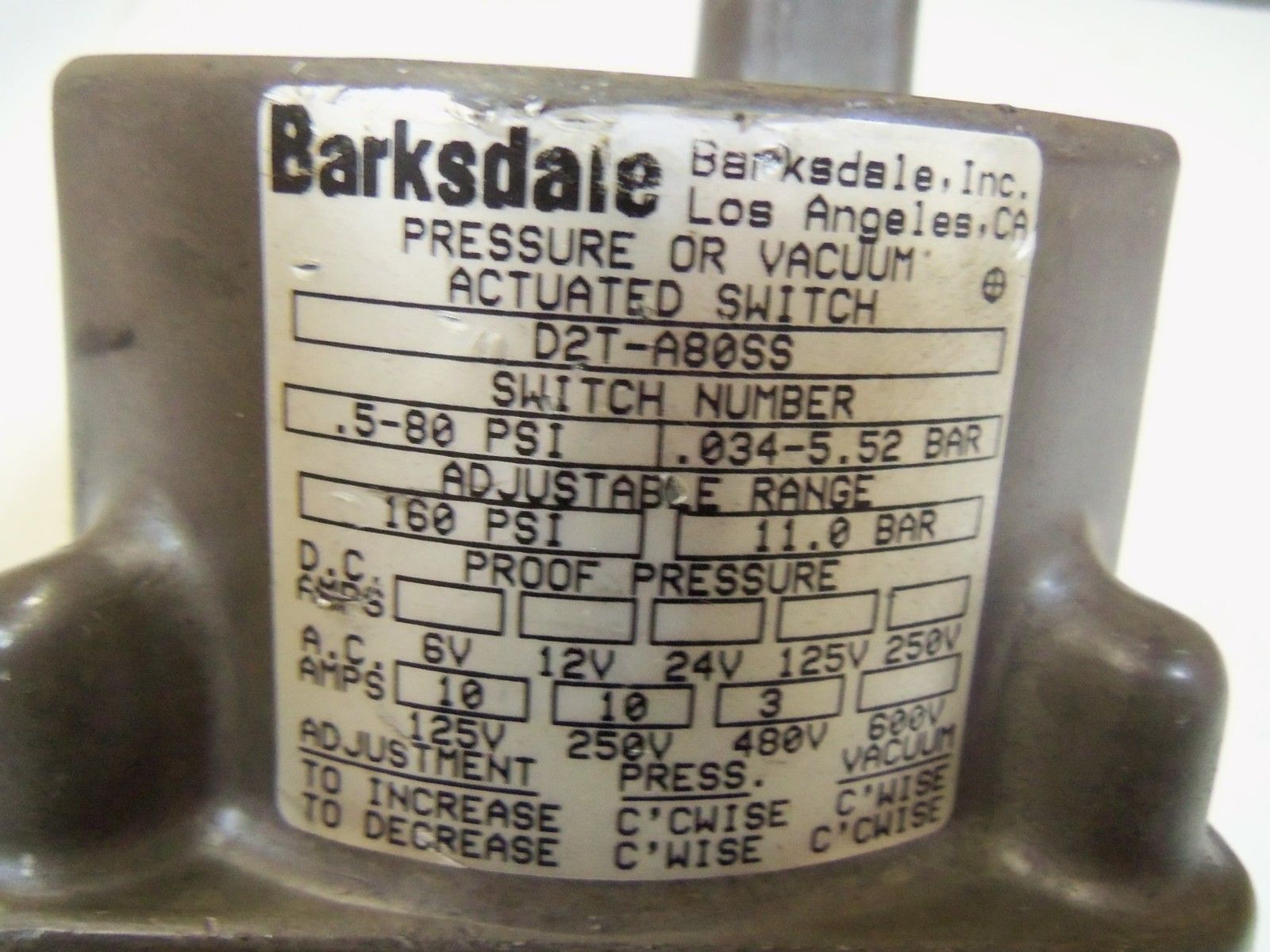 BARKSDALE D2T-A80SS UNMP