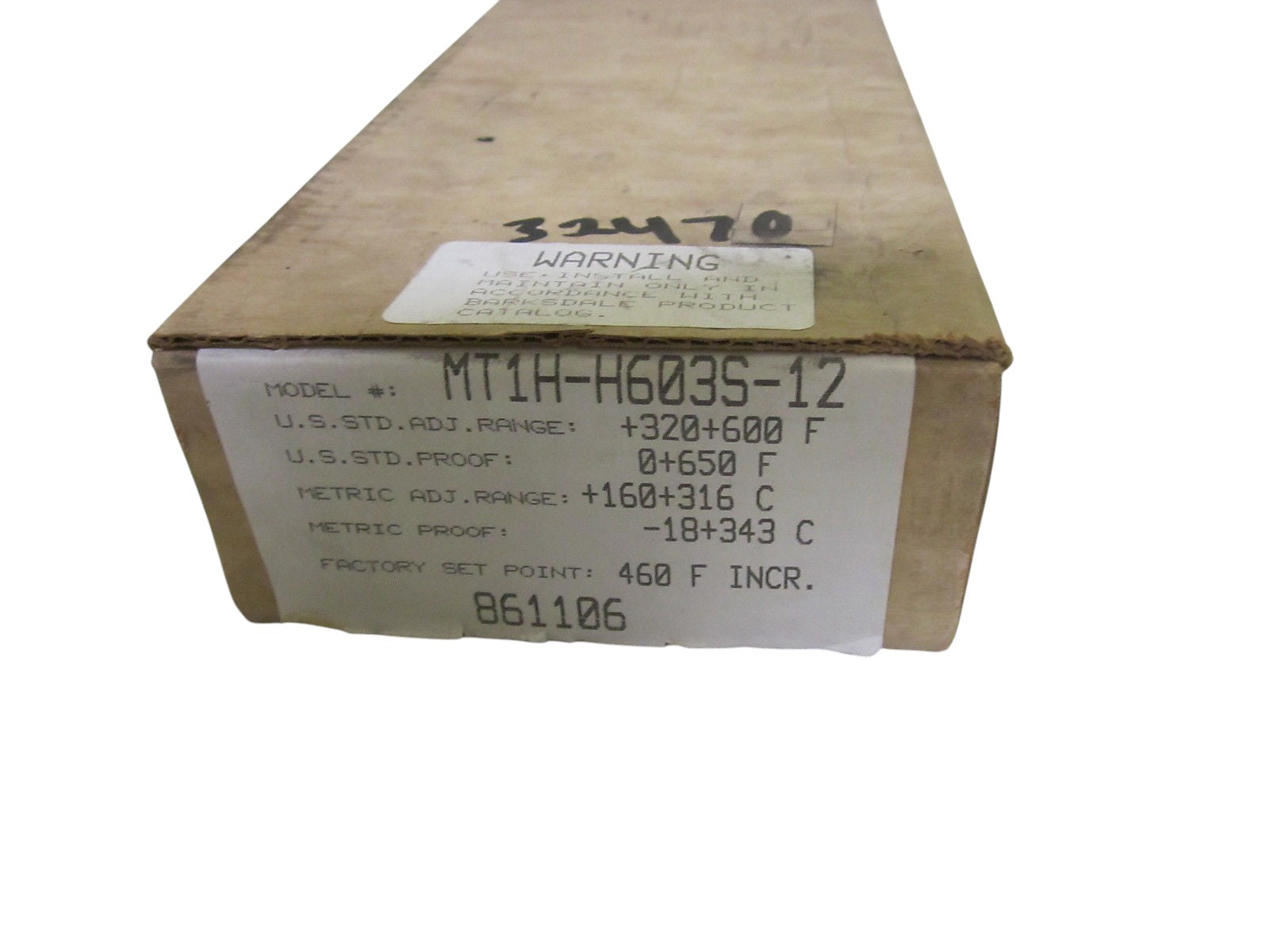 BARKSDALE MT1H-H603S-12 TEMPERATURE SWITCH  320 TO 600FNSMP
