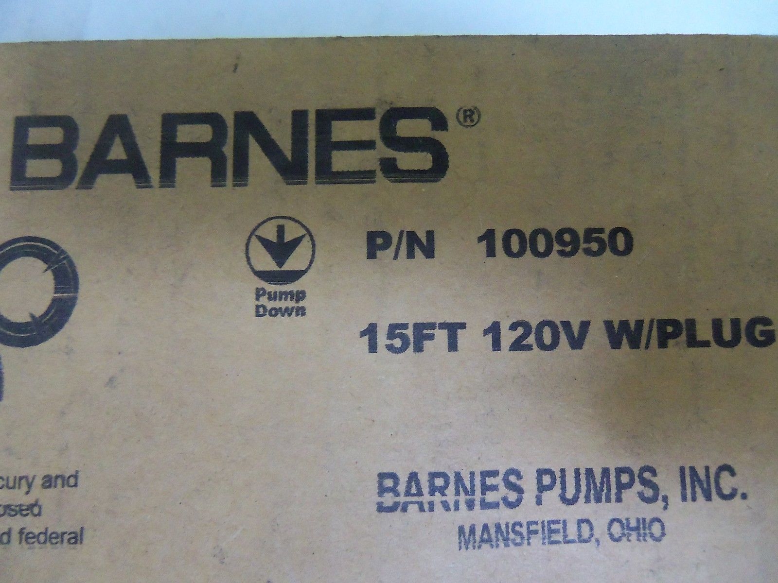 BARNES 100950 15FT 120V W/PLUG NSMP