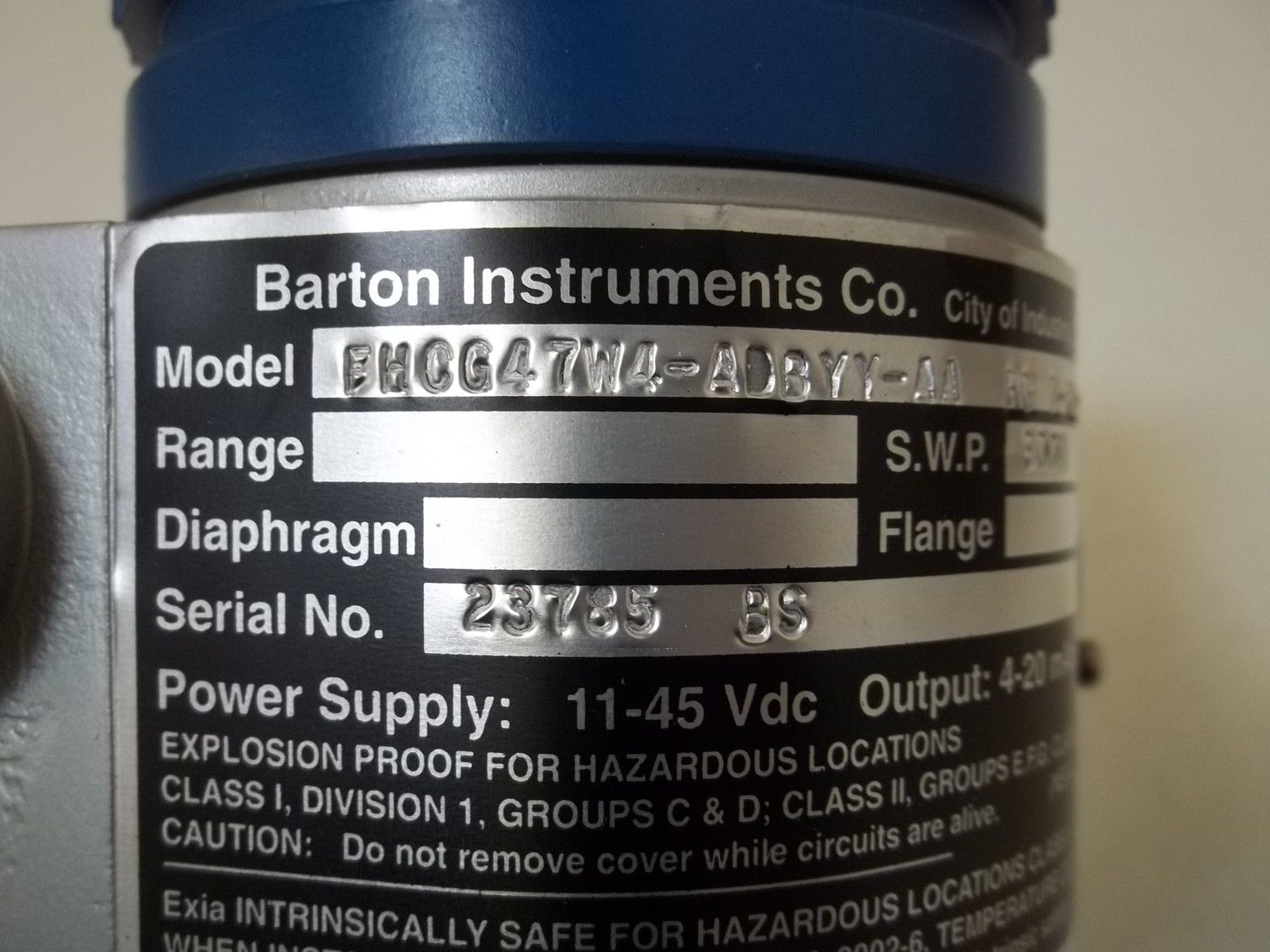 BARTON INSTRUMENTS CO. FHCG47W4-ADBYY-AA TRANSMITTER NSMP