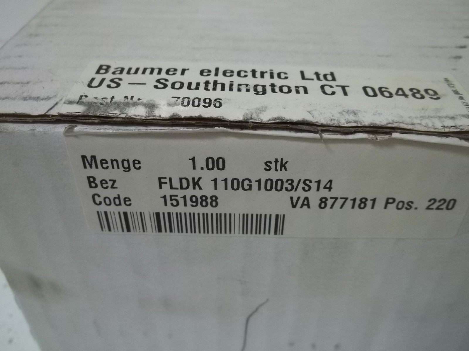 BAUMER FLDK 110G1003/S14 NSMP