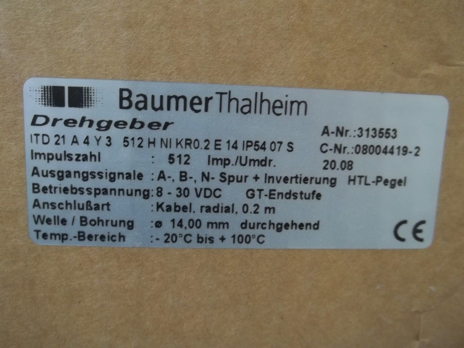 BAUMER THALHEIM ITD21A4Y3512HNIKR0.2E14IP5407S NSMP