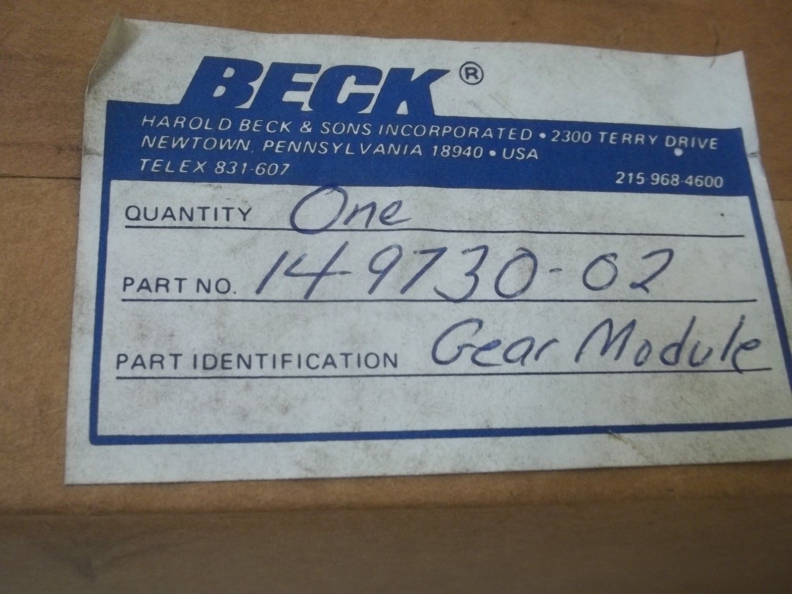 BECK 14-9730-02 GEAR MOTOR UNMP