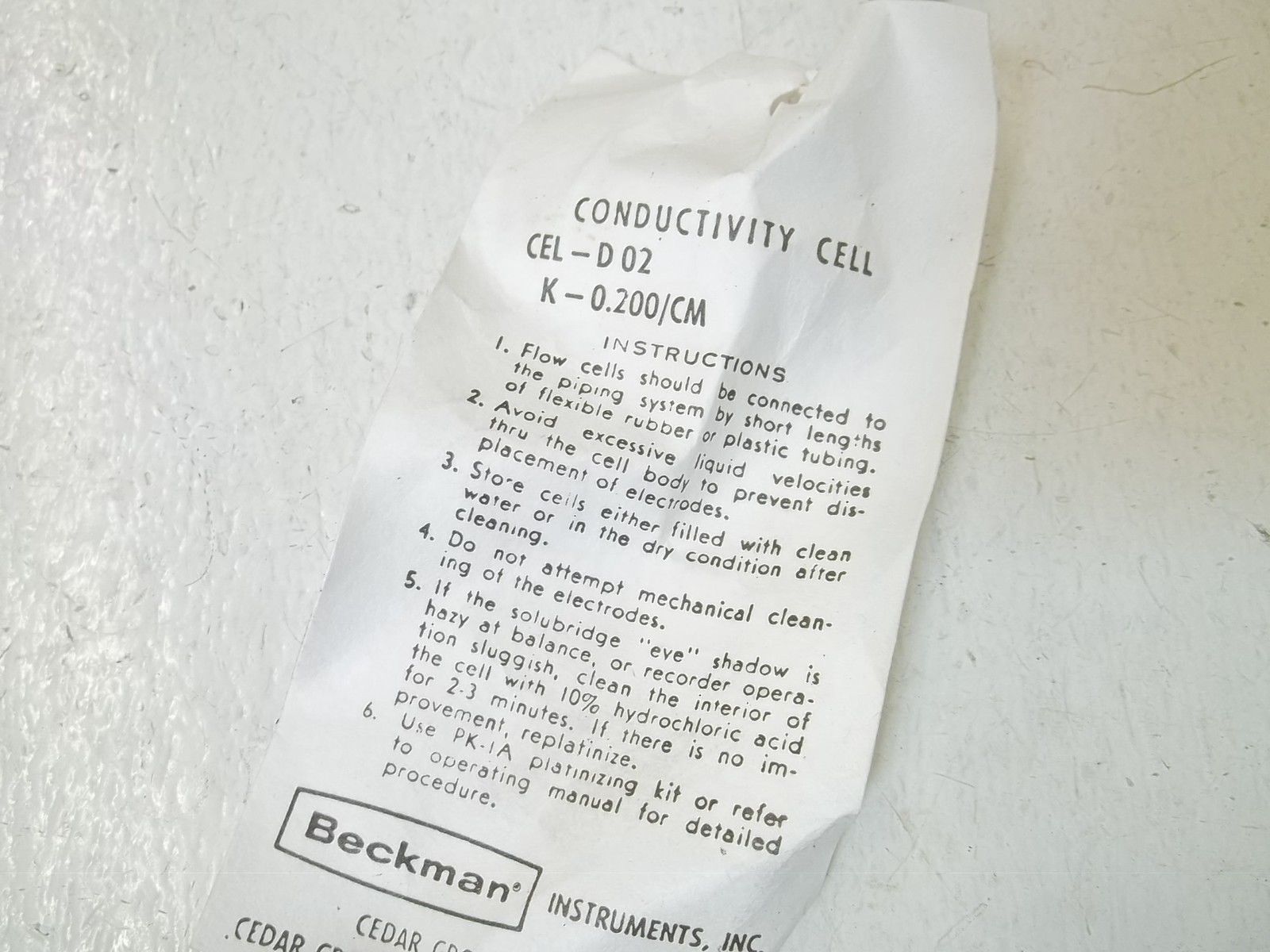 BECKMAN CEL-D02 CONDUCTIVITY CELL NSMP
