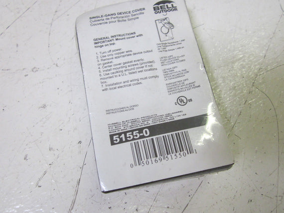 BELL 51550 SINGLE-GANG DEVICE COVER *NEW NO BOX*