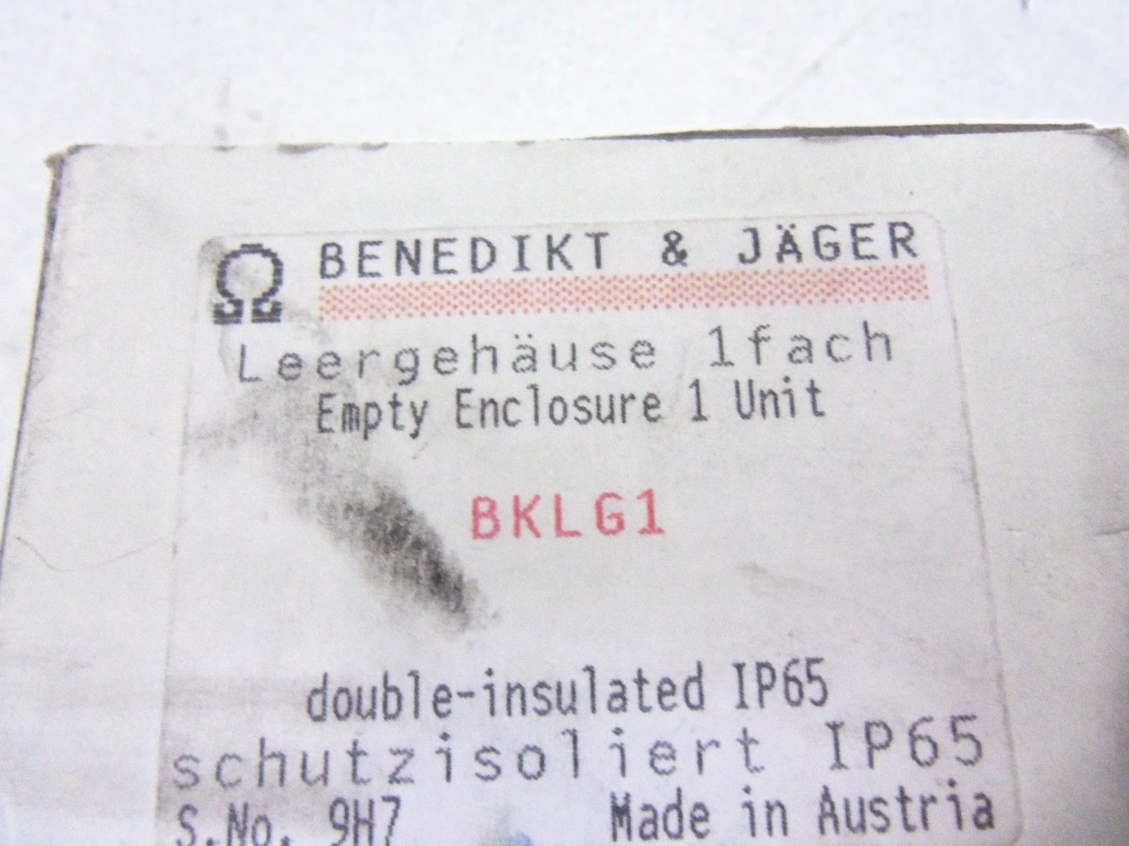 BENEDIKT & JAGER BKLG1 EMPTY ENCLOSURE NSMP