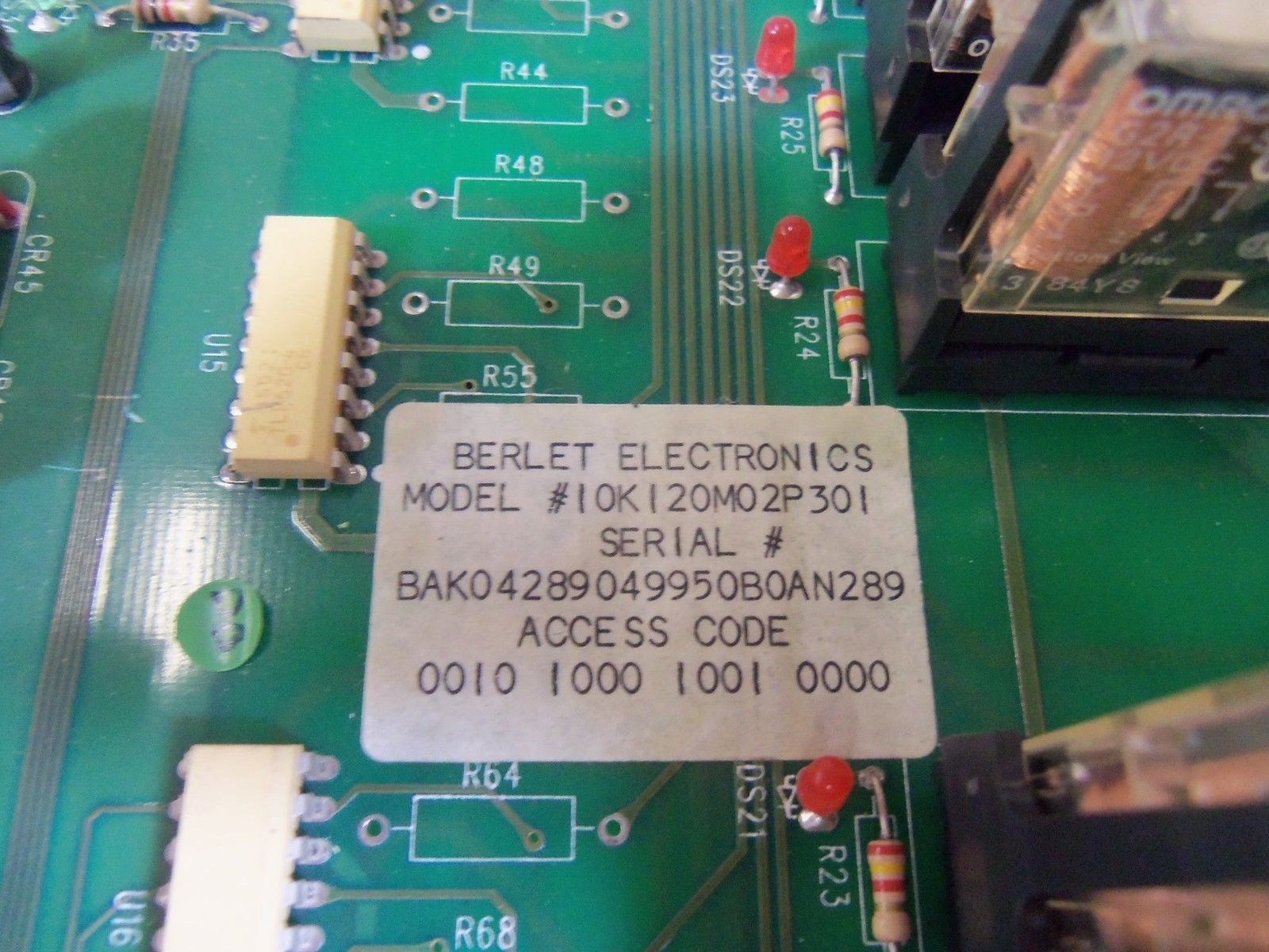 BERLET ELECTRONICS BOARD I0K120M02P301 UNMP