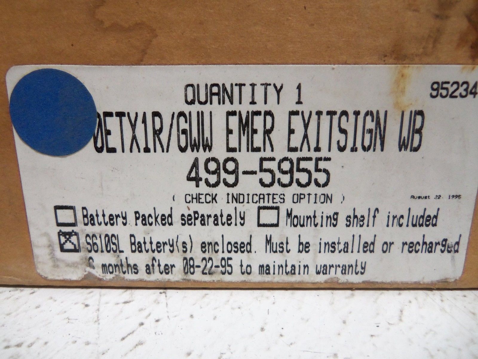 BIG BEAM 499-5955 EXIT SIGN *NEW IN BOX*