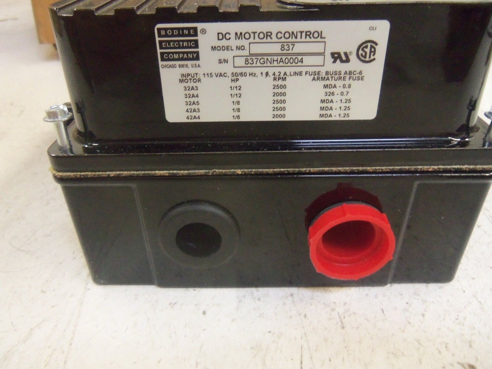BODINE 837 MOTOR CONTROLLER UNMP