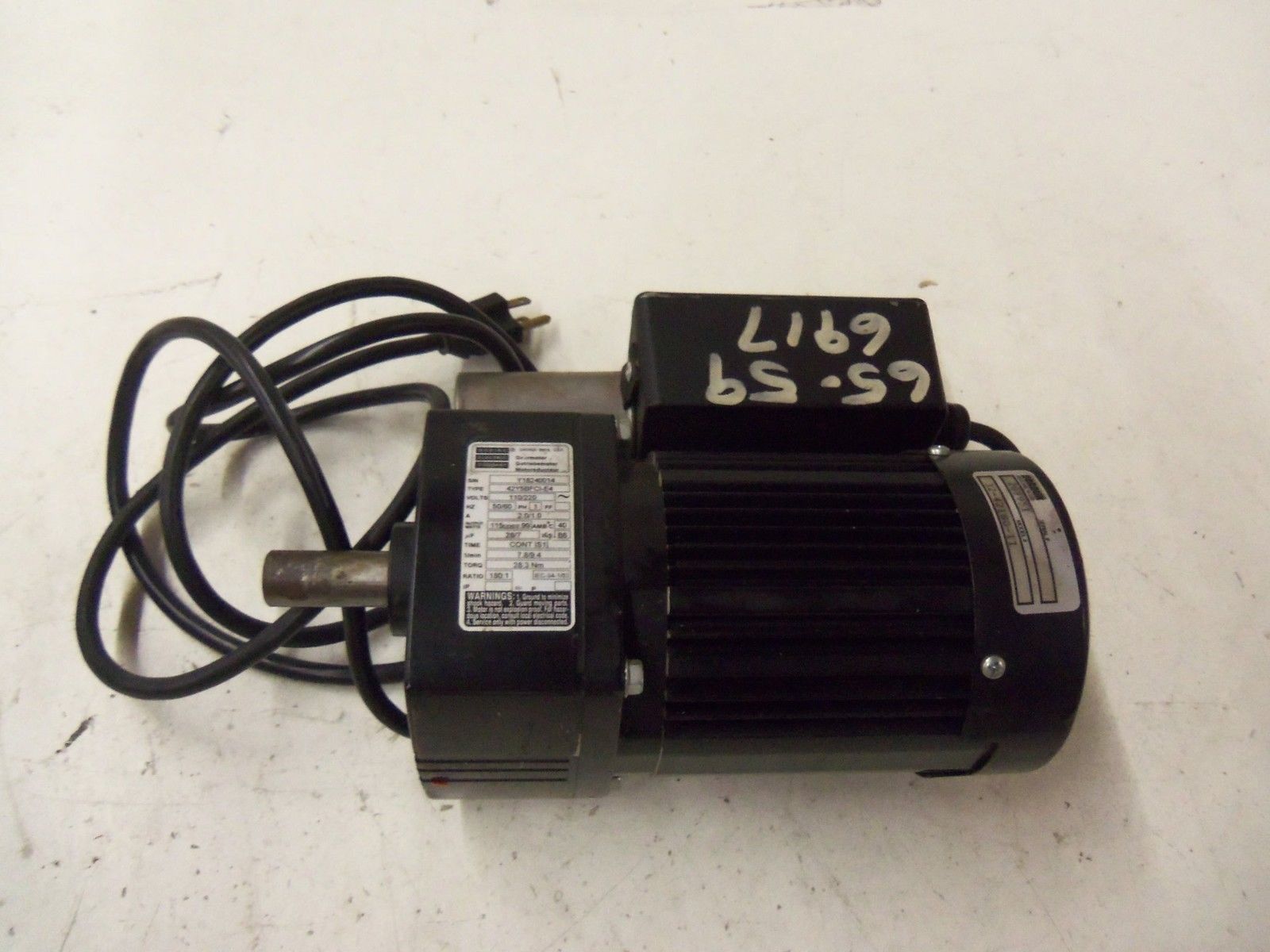 BODINE ELECTRIC 42Y5BFCI-E4 GEARMOTOR 180:1 *USED*