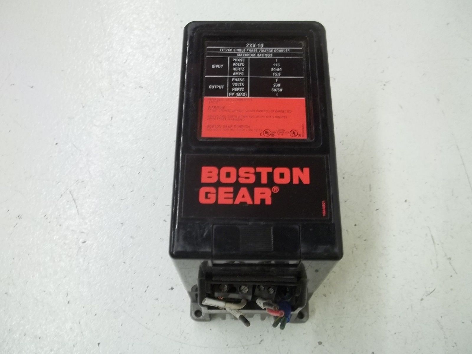 BOSTON GEAR 2XV-10 115VAC SINGLE PHASE VOLTAGE DOUBLE UNMP