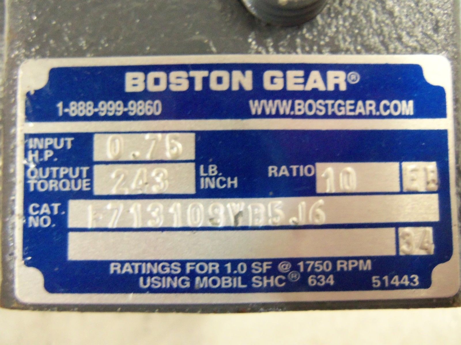 BOSTON GEAR F71310SVB5J6 GEAR REDUCER (RUST ON SHAFT) NSMP