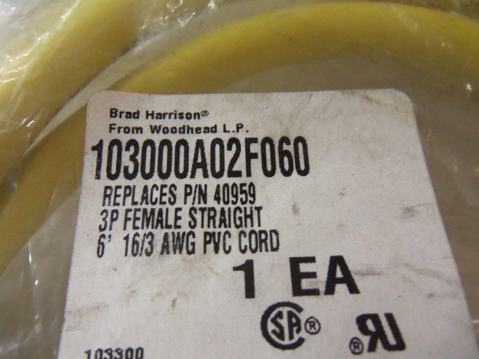 BRAD HARRISON 103000A02F060 CORDSET NSMP