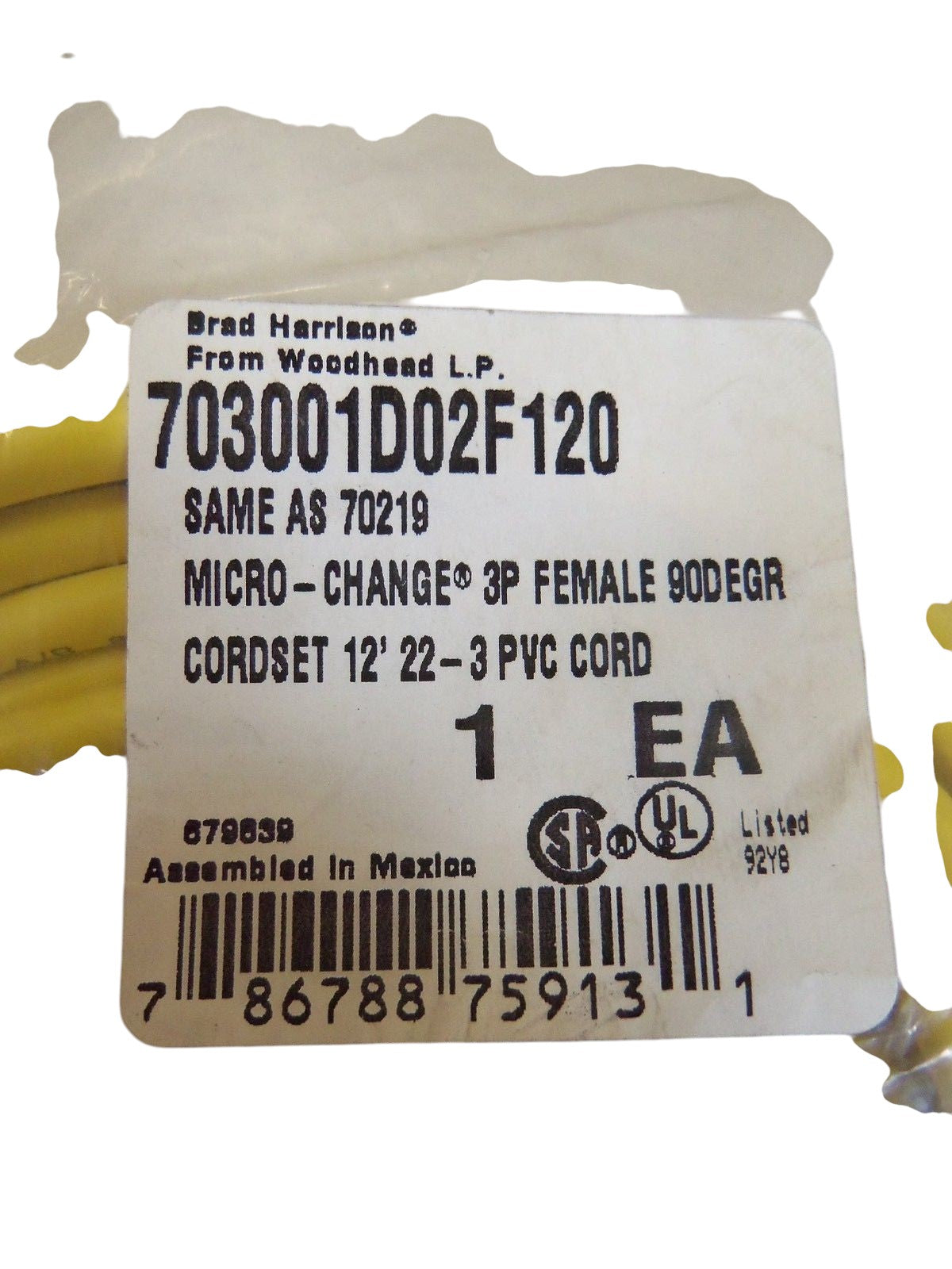 BRAD HARRISON 703001D02F120 CORDSET  NSMP