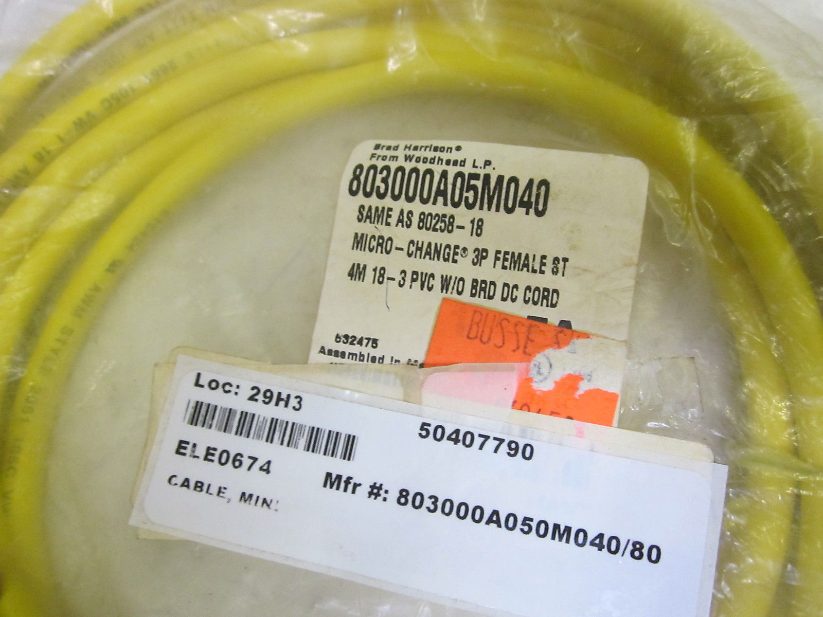 BRAD HARRISON 803000A05M040 MICRO-CHANGE 3P FEMALE CORD 4M NSMP
