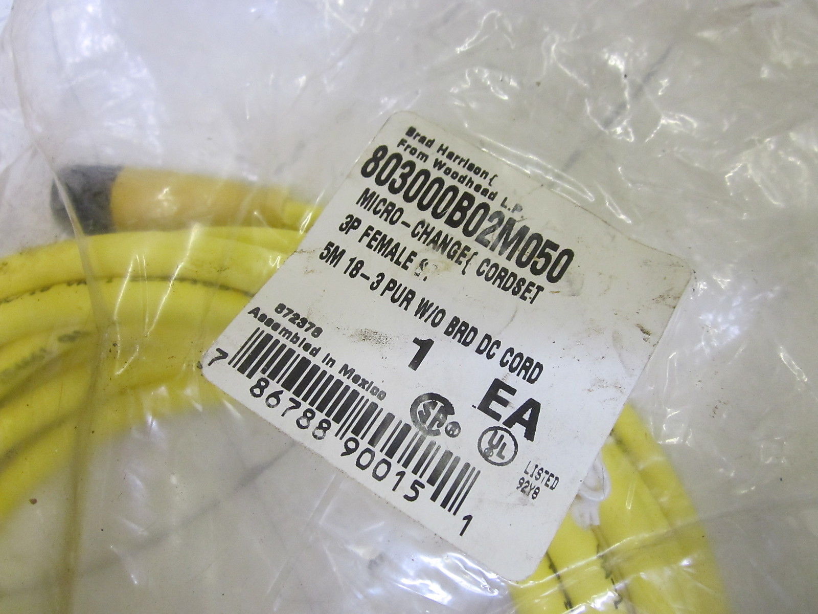 BRAD HARRISON 803000B02M050 CORDSET 3P FEMALE NSMP