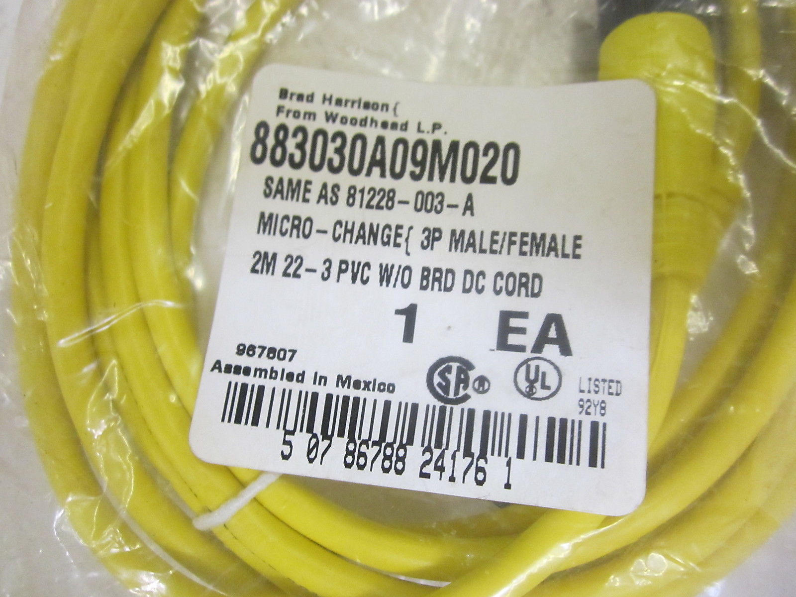 DANIEL WOODHEAD MICRO-CHANGE 81228-003-A 883030A09M020 CORD NSMP