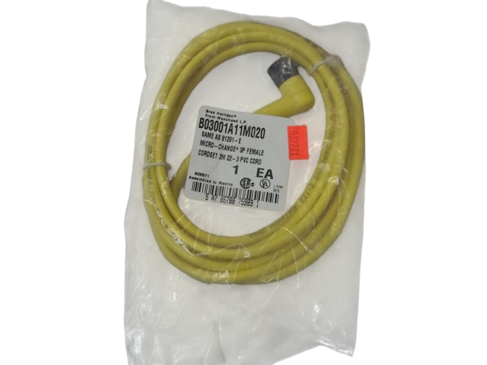 BRAD HARRISON B03001A11M020 CORDSET NSMP