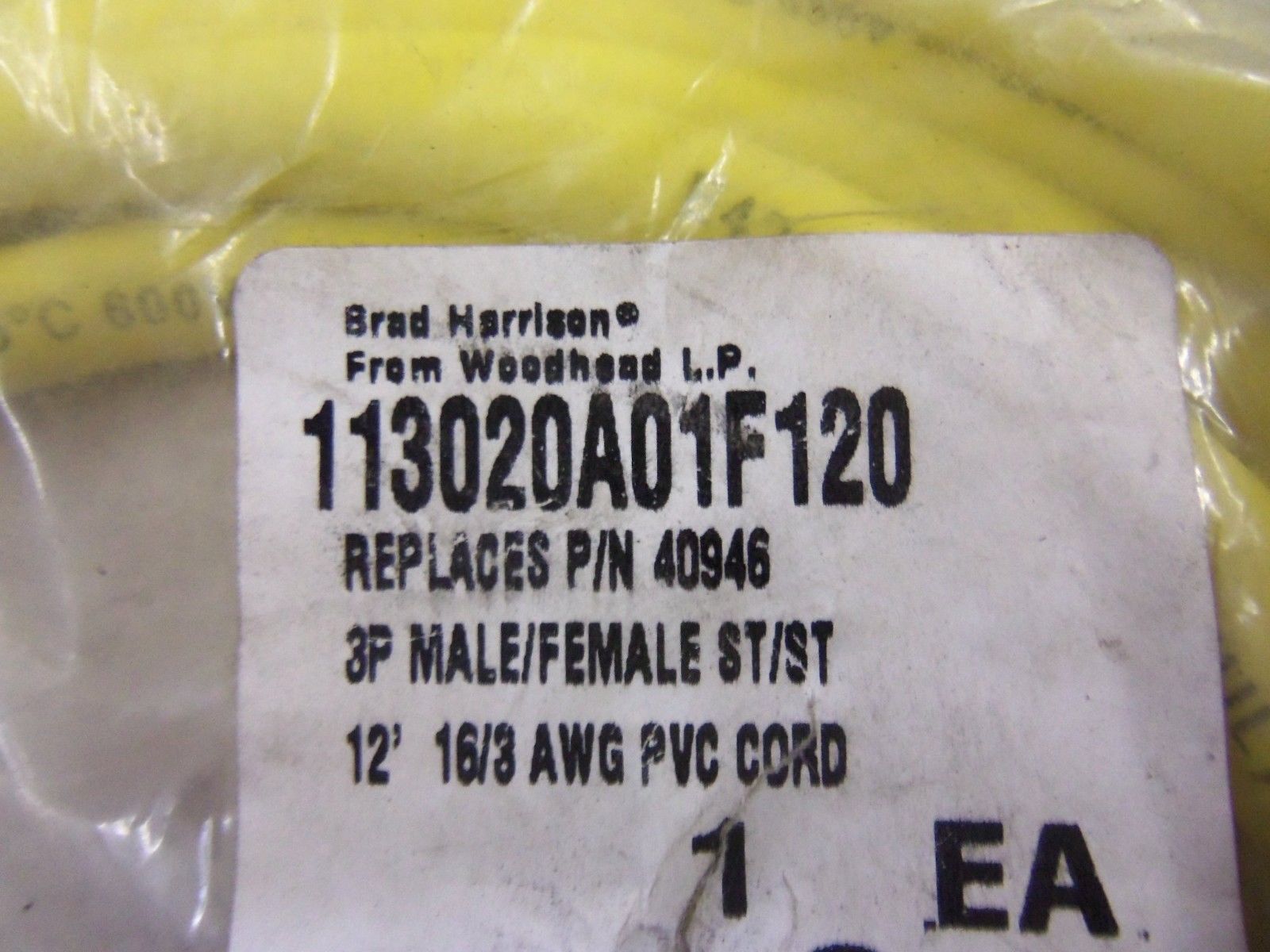 DANIEL WOODHEAD 40946 113020A01F120 CORDSET * NEW IN FACTORY BAG *