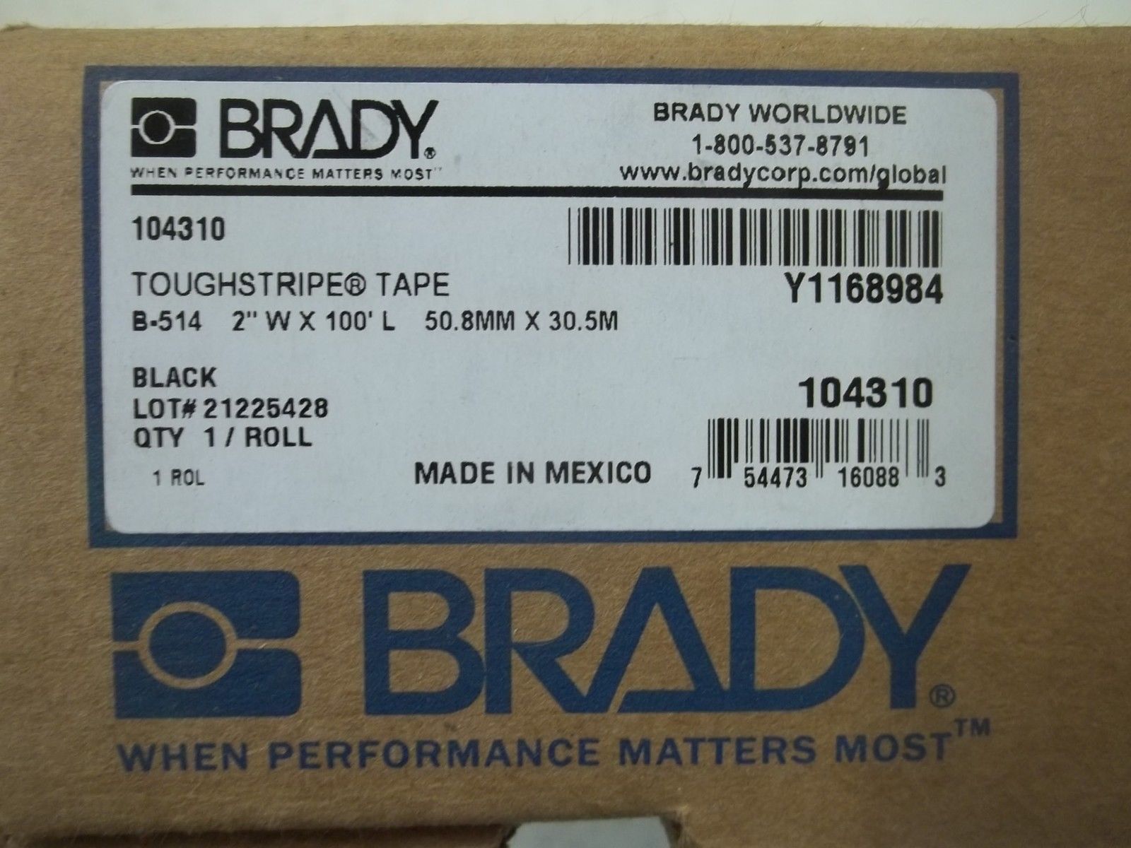 BRADY 104310 BLACK NONABRASIVE FLOOR MARKING TAPE 100' NSMP