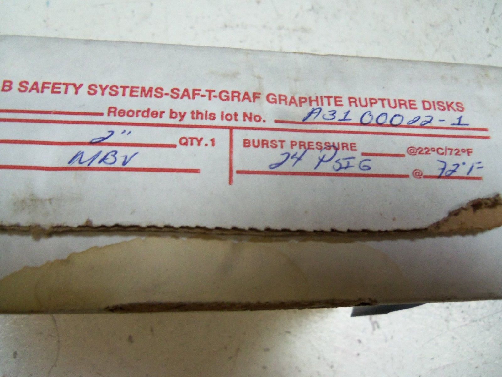 BS&B TYPE: MBV A3100022-1 RUPTURE DISC 2" NSMP