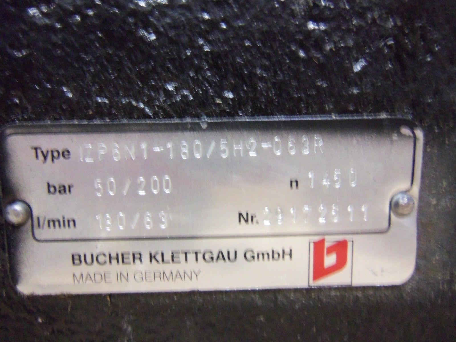 BUCHER 1ZP6N1-180/5H2-063R *USED*