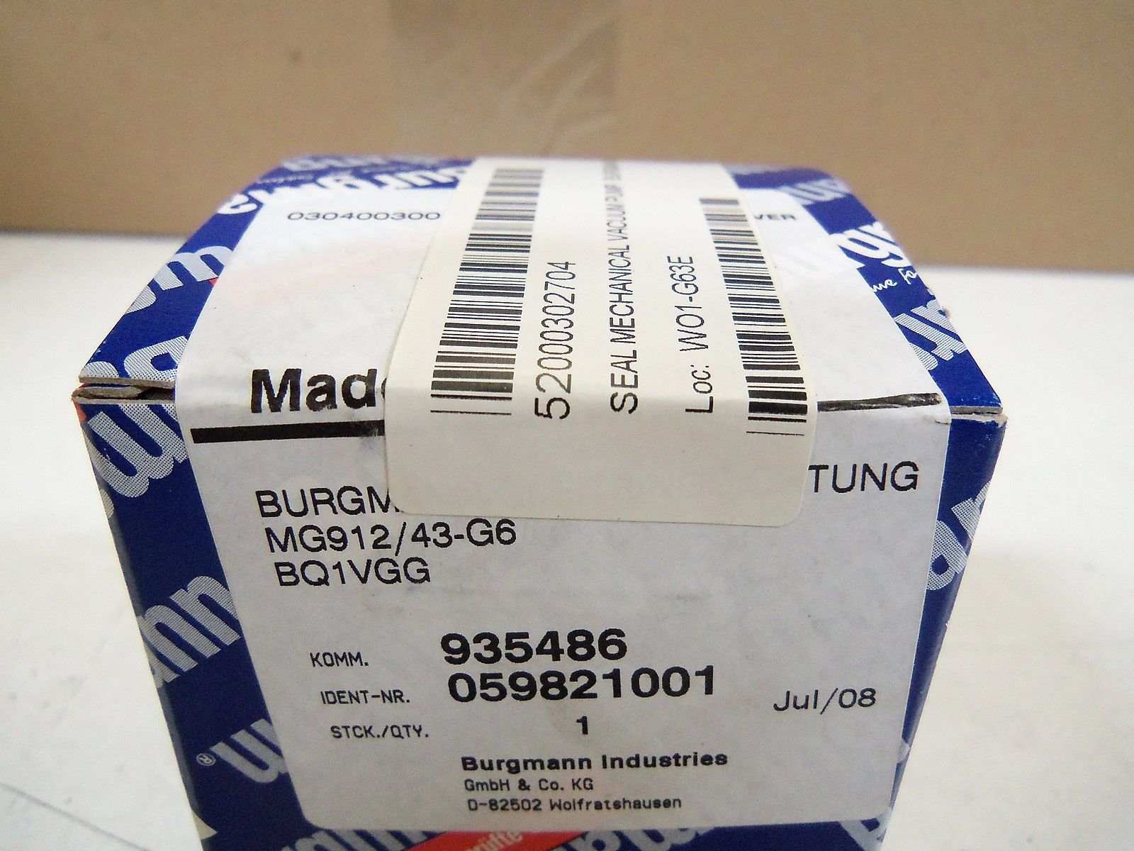 BURGMAN MG912/43-G6 VACUUM PUMP 059821001 SEALED